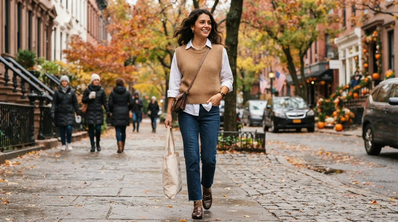 Sweater Vest and Button-Down Shirt — 17 Thanksgiving Outfit Ideas You'll Actually Want to Wear — image 16