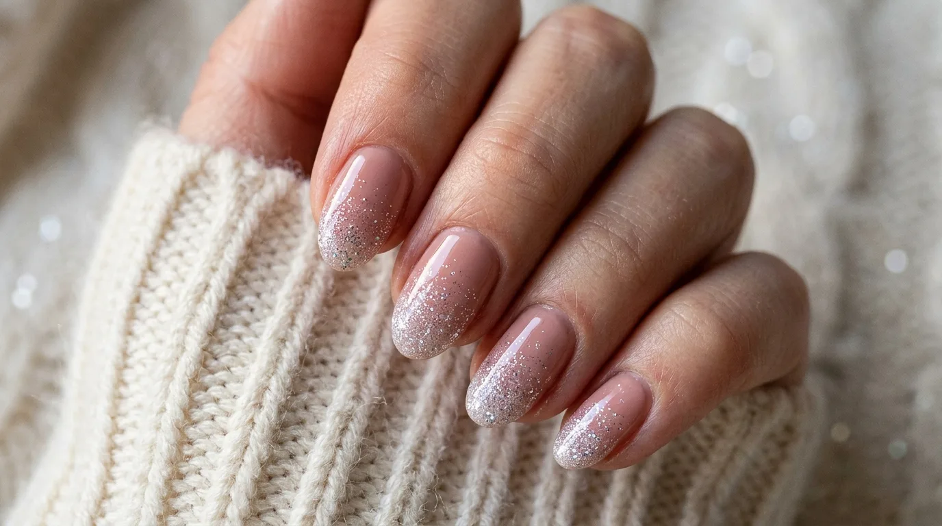 Nude Nails With Delicate Winter Sparkle — 17 Stunning Winter Nail Ideas Perfect for a Cozy Seasonal Look — image 16