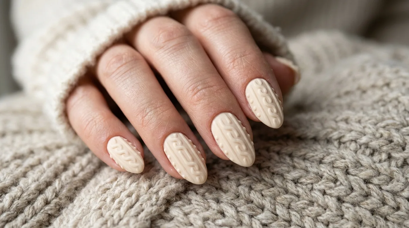 Cozy Sweater Texture Nail Art — 17 Stunning Winter Nail Ideas Perfect for a Cozy Seasonal Look — image 17