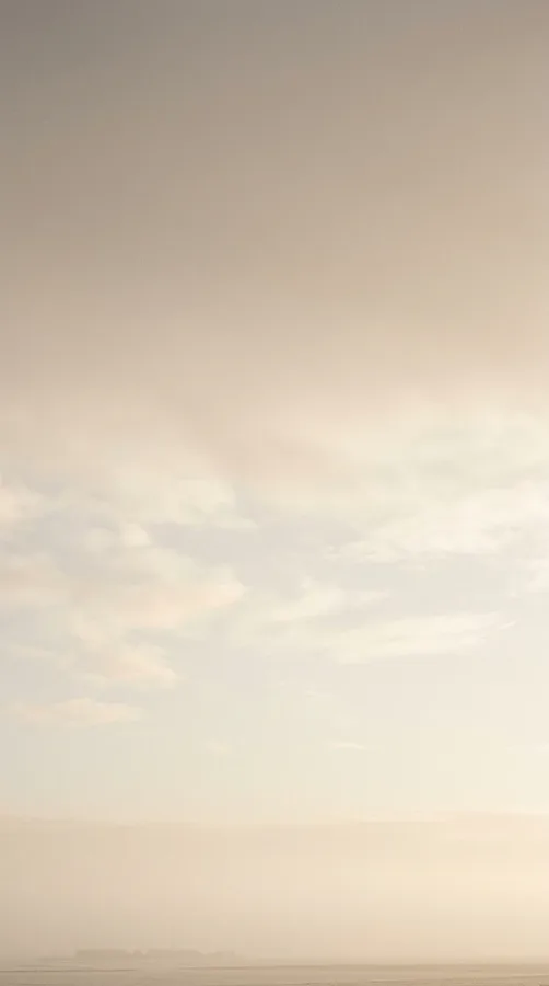 Minimalist beige winter sky fading into a creamy horizon with soft clouds.
