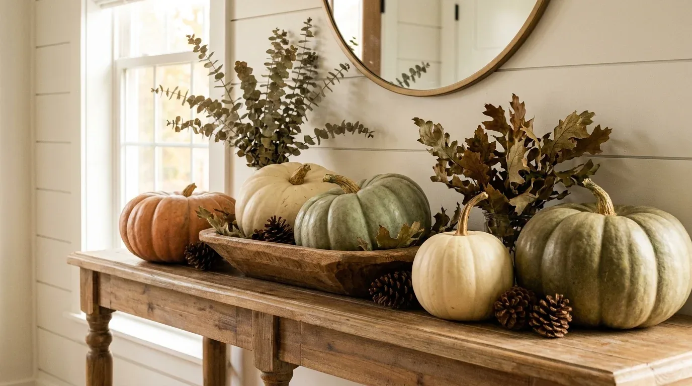 Chunky knit blankets and warm autumn throws layered over a comfortable neutral sofa.