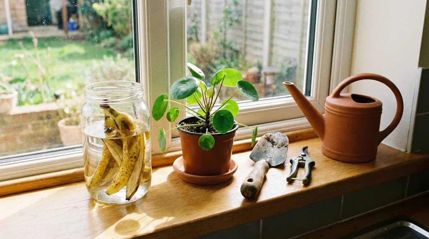 Banana peels being reused for plant care