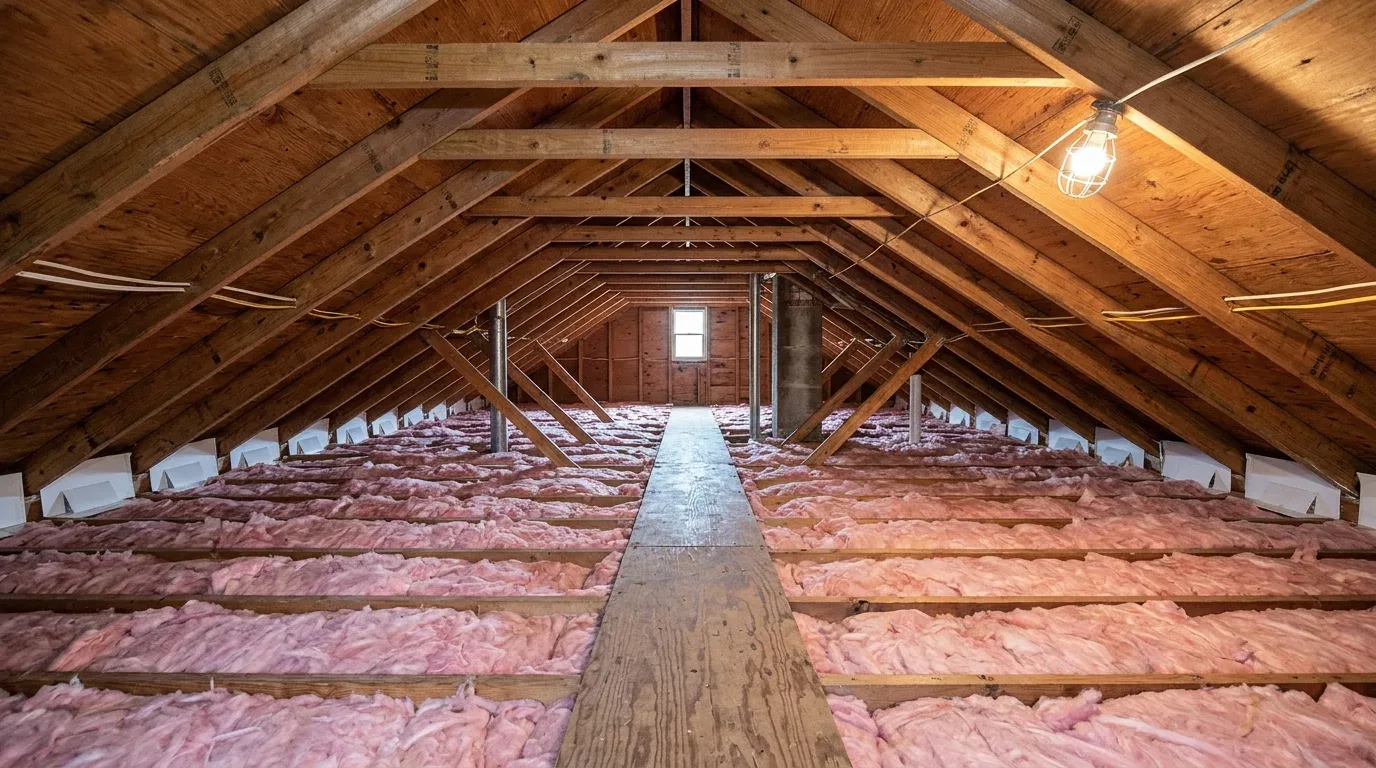 Proper attic insulation helps keep indoor heat from escaping through the roof.