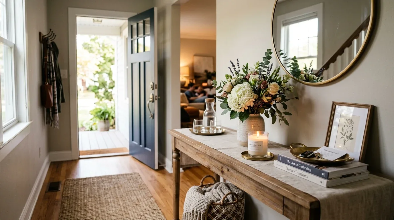 Scented candle creating a welcoming atmosphere for guests