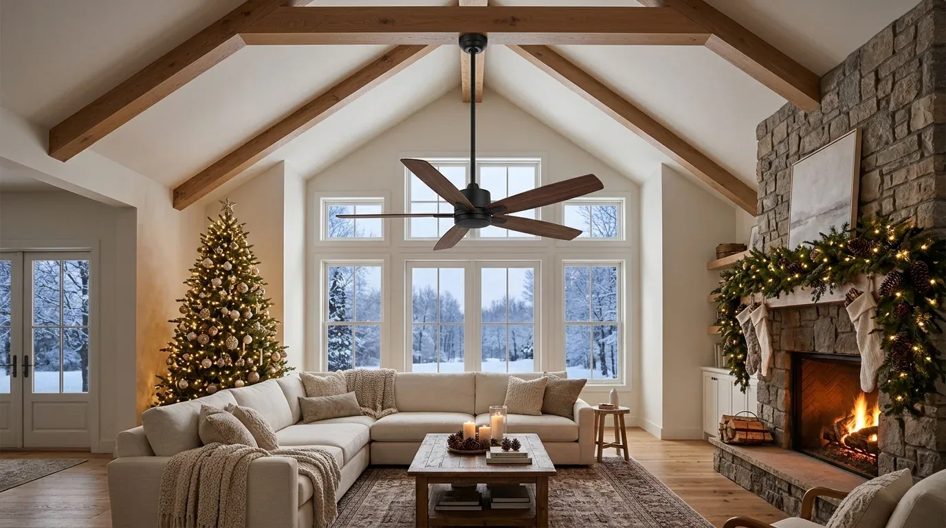 A ceiling fan can gently redistribute warm air in a room with a high ceiling.