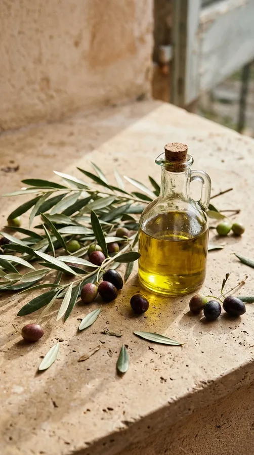 Olive oil with fresh olives for conditioning dry and coarse hair