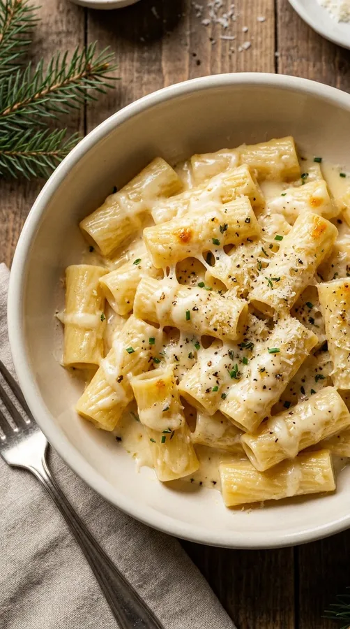 Rich four-cheese rigatoni with a smooth cheese sauce and freshly grated Parmesan.