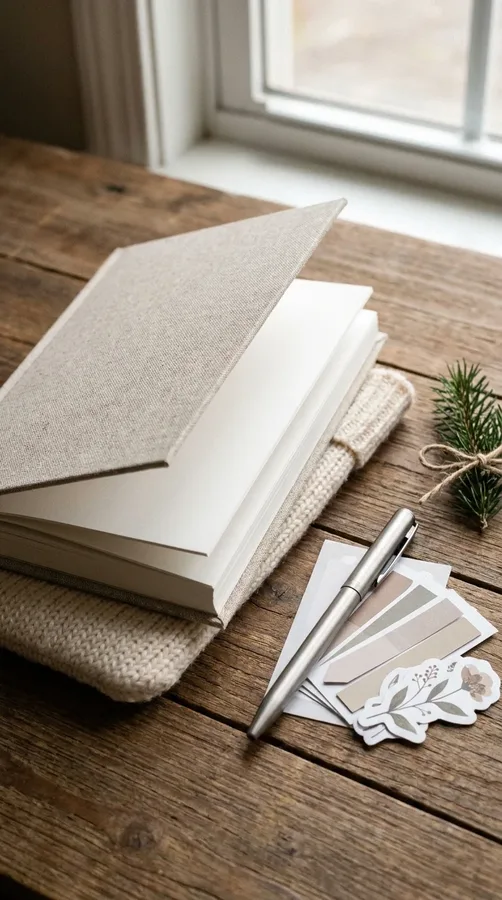 A stylish notebook and pen set with page markers for a thoughtful Secret Santa present.