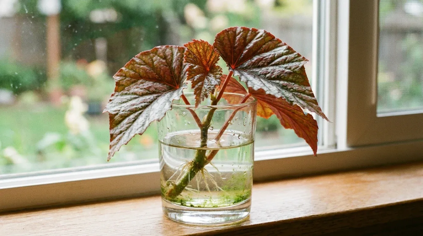 Colorful coleus cuttings growing in water