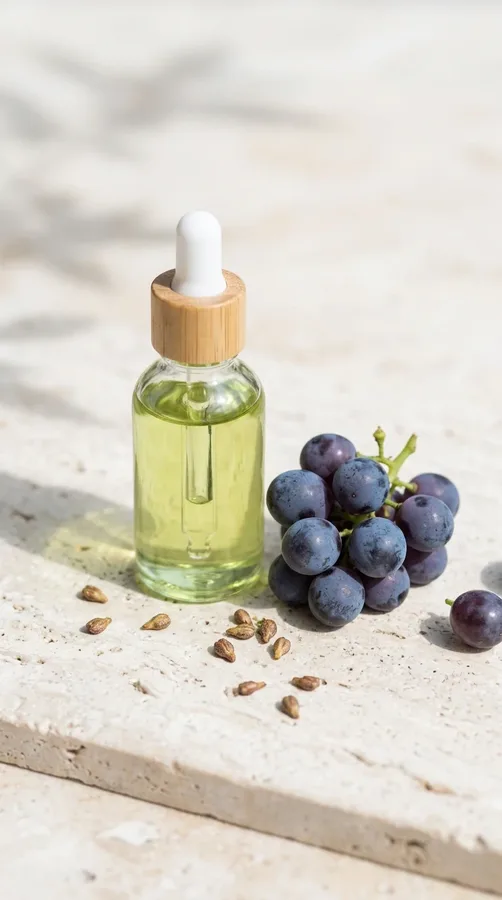Grapeseed oil with fresh grapes for lightweight hair conditioning