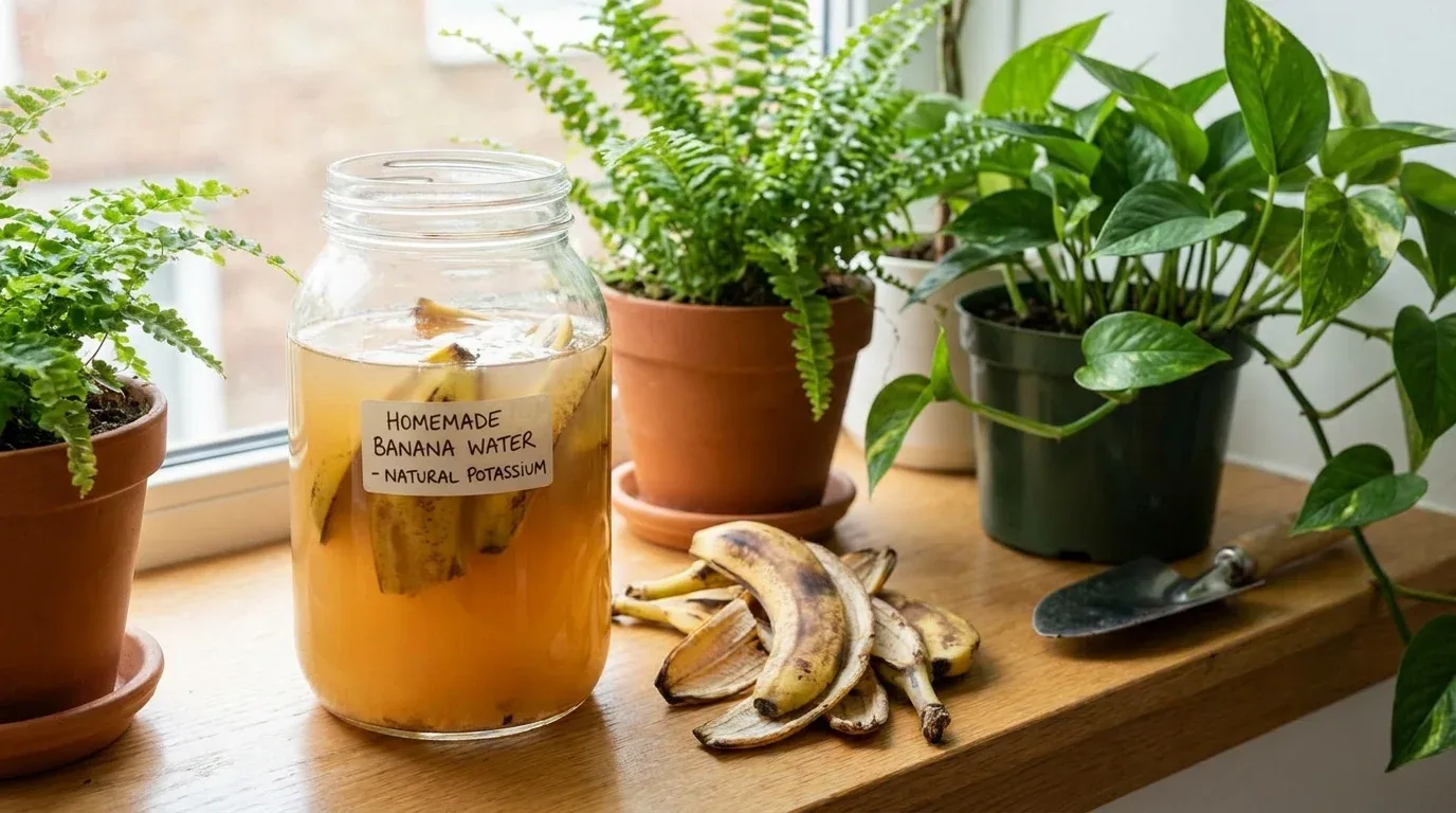 Low-cost banana water gardening setup