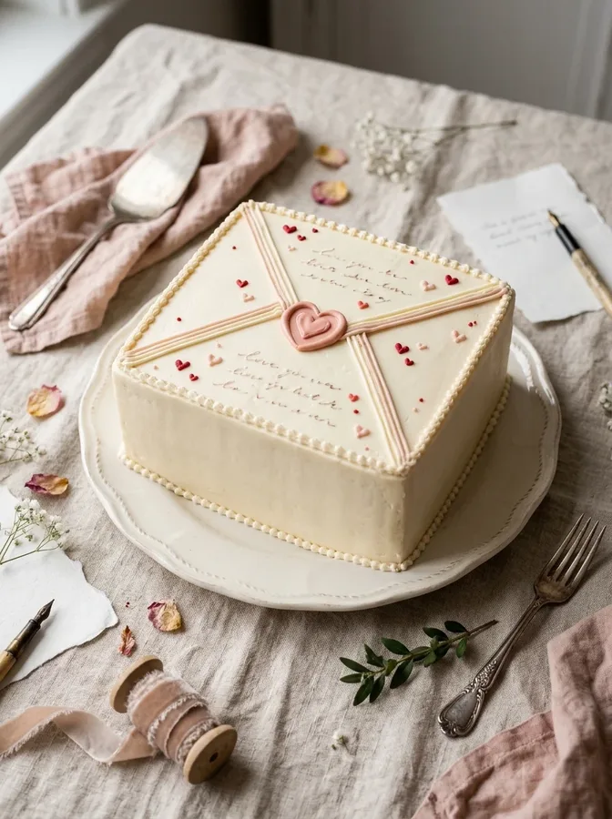 Strawberry shortcake Valentine's cake with whipped cream and fresh strawberries.