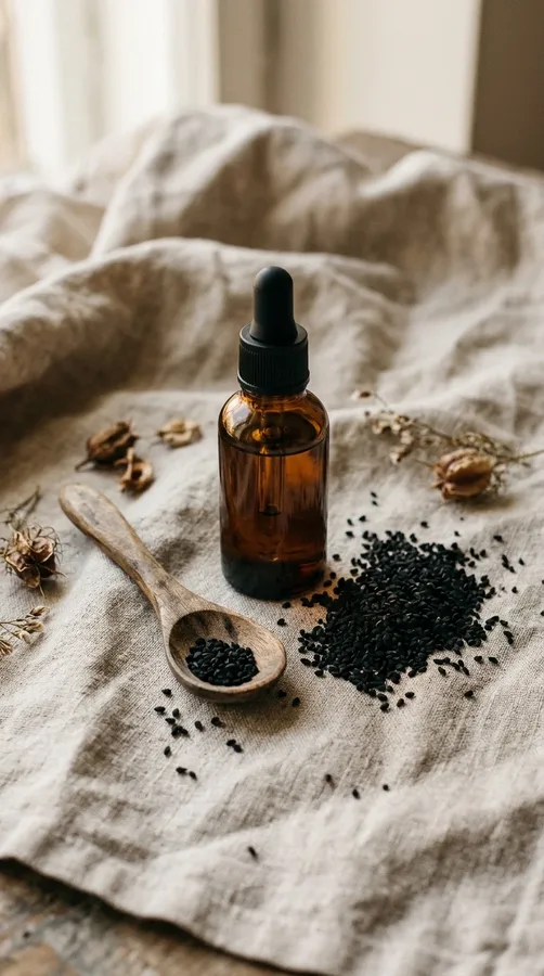Black seed oil and black cumin seeds for a nourishing scalp care treatment