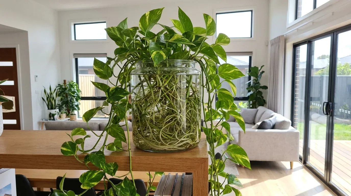 Basil cuttings rooting in water