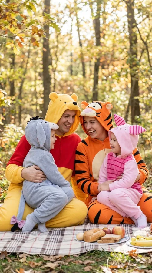 Three friends in colorful Descendants inspired outfits with purple, blue, red, and black fashion details.