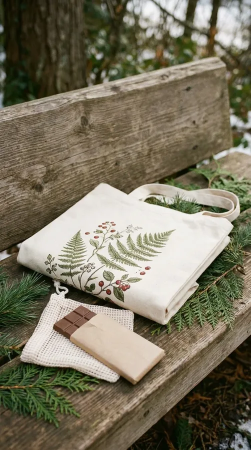 A reusable canvas shopping tote paired with a produce bag for a practical and eco-conscious gift.