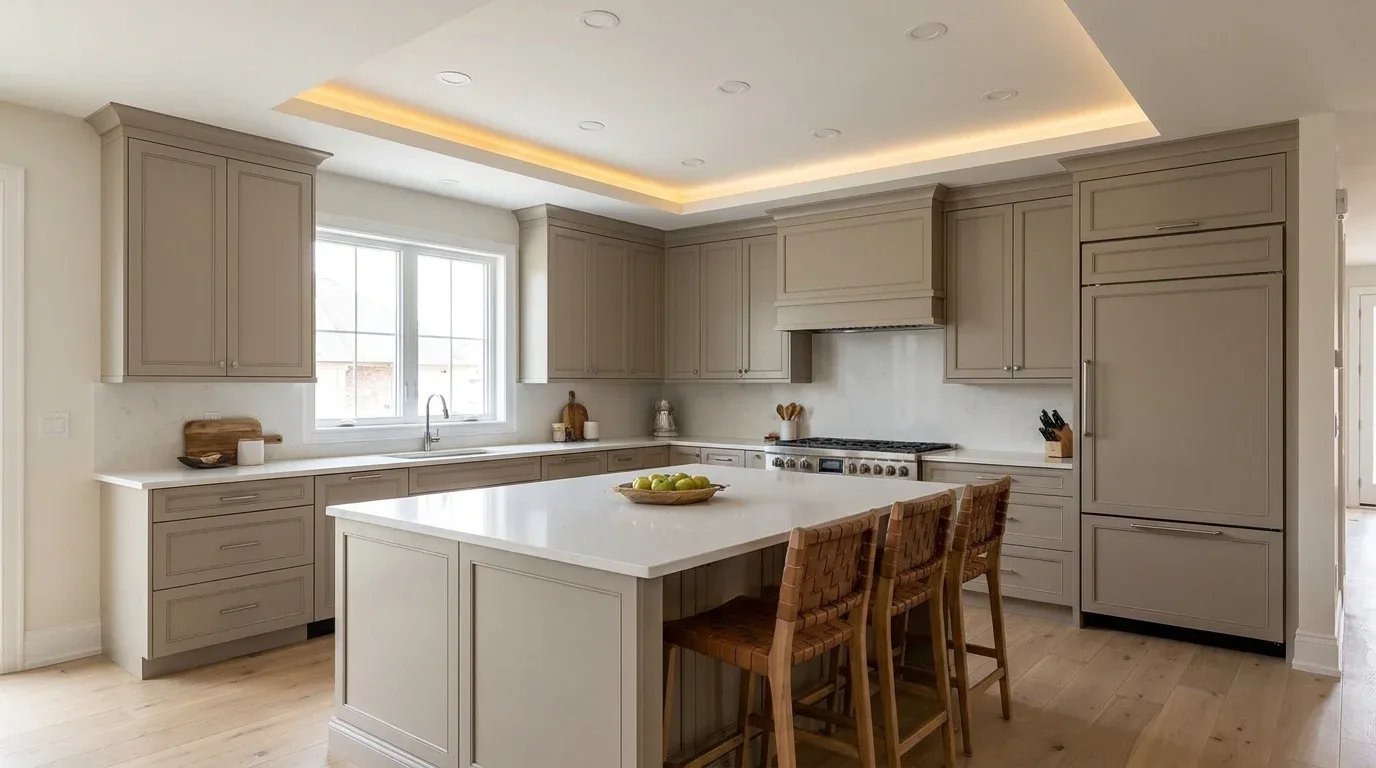 Floating kitchen false ceiling with hidden LED glow