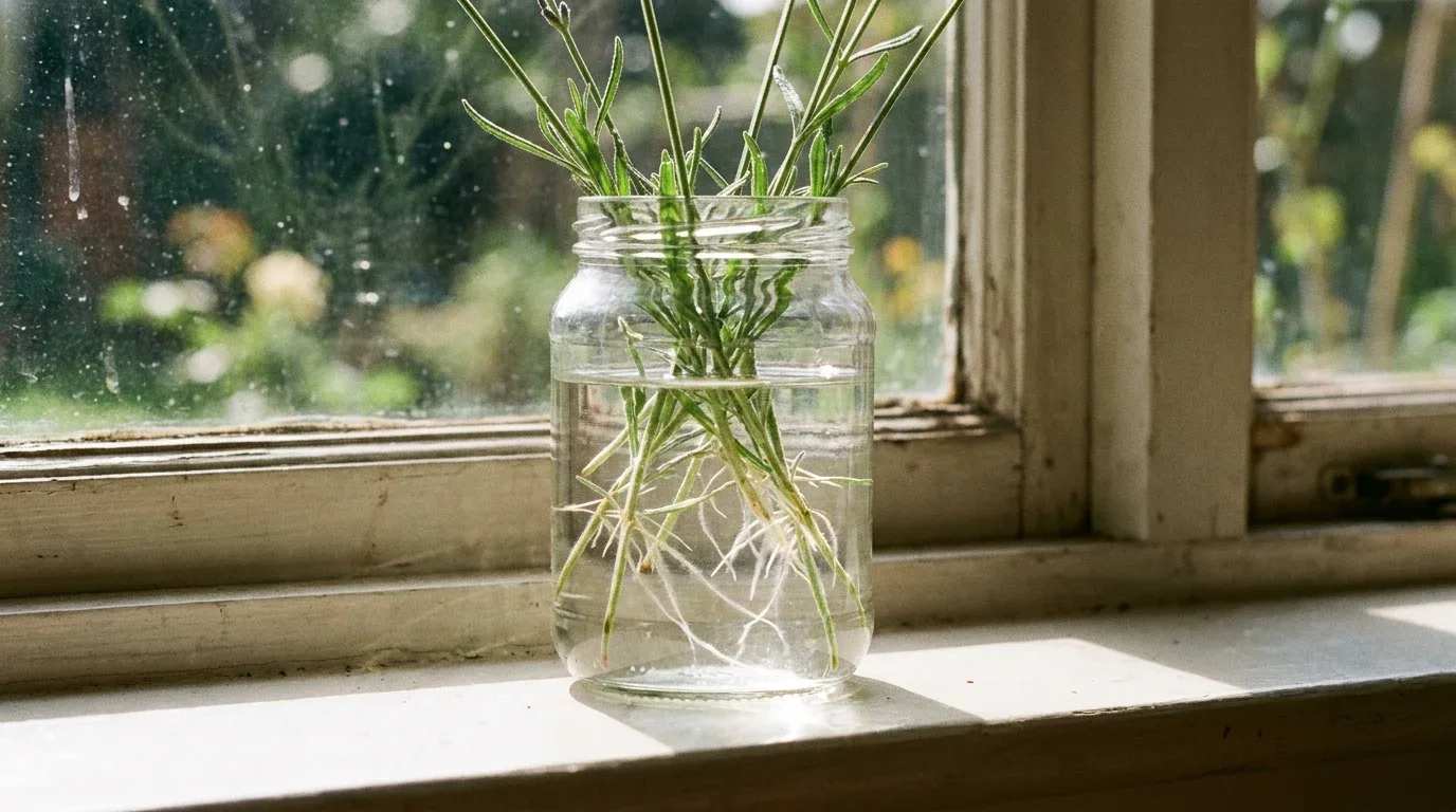 Oregano cuttings growing in water