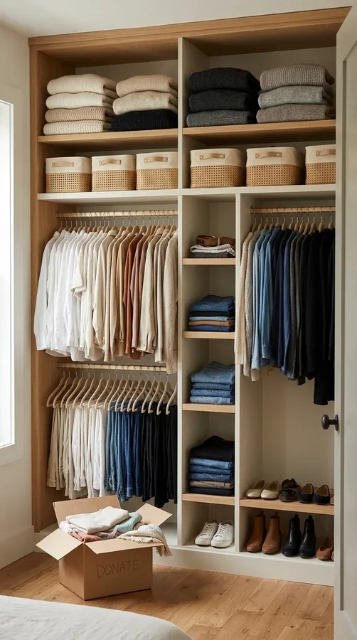 A clean laundry area with organized supplies and freshly wiped washing machine and dryer surfaces.