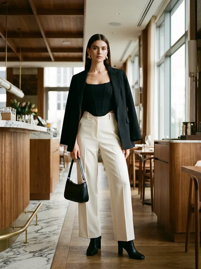 Lace-trim camisole and chunky pink cardigan paired with a satin midi skirt.