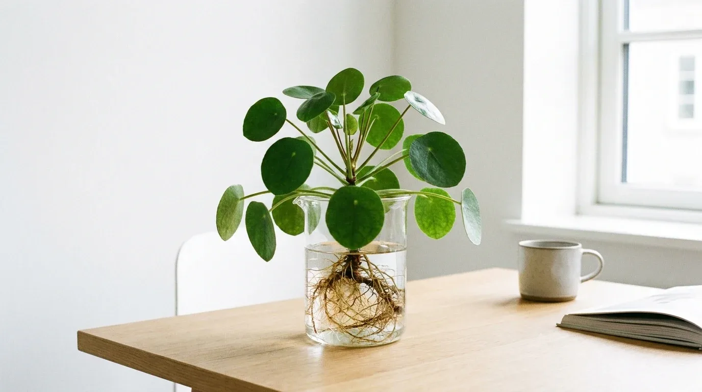 Peace lily growing in water