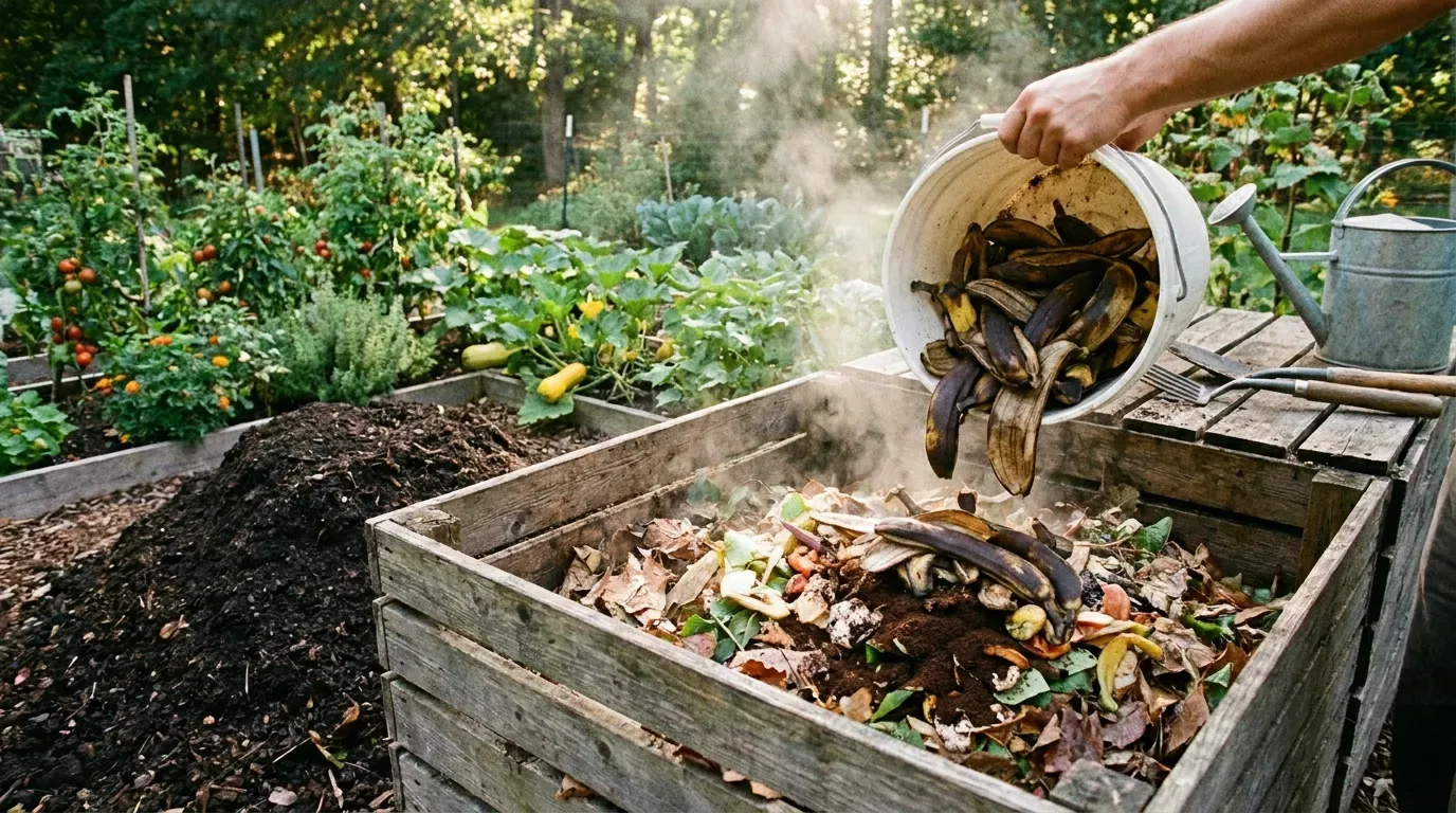 Banana peels reused as a garden resource