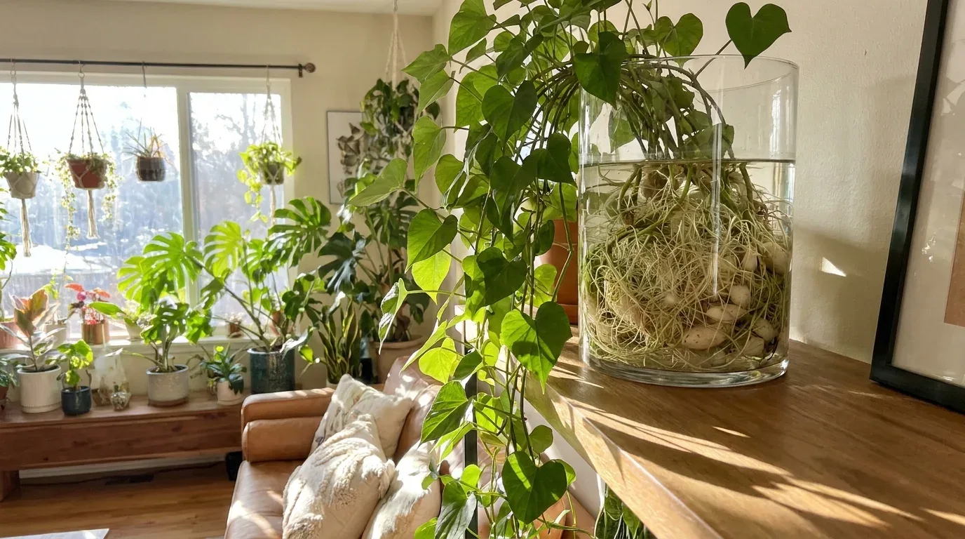 Sweet potato vine growing in water